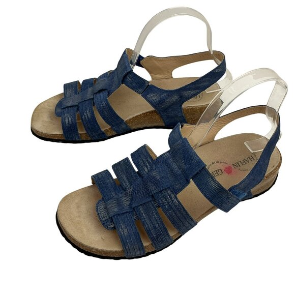 Haflinger Strappy Open Toe Slingback Sandals Womens 40 Blue